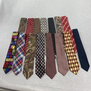 Mens Neck Ties Lot of 15 Assorted Colors Sizes And Patterns